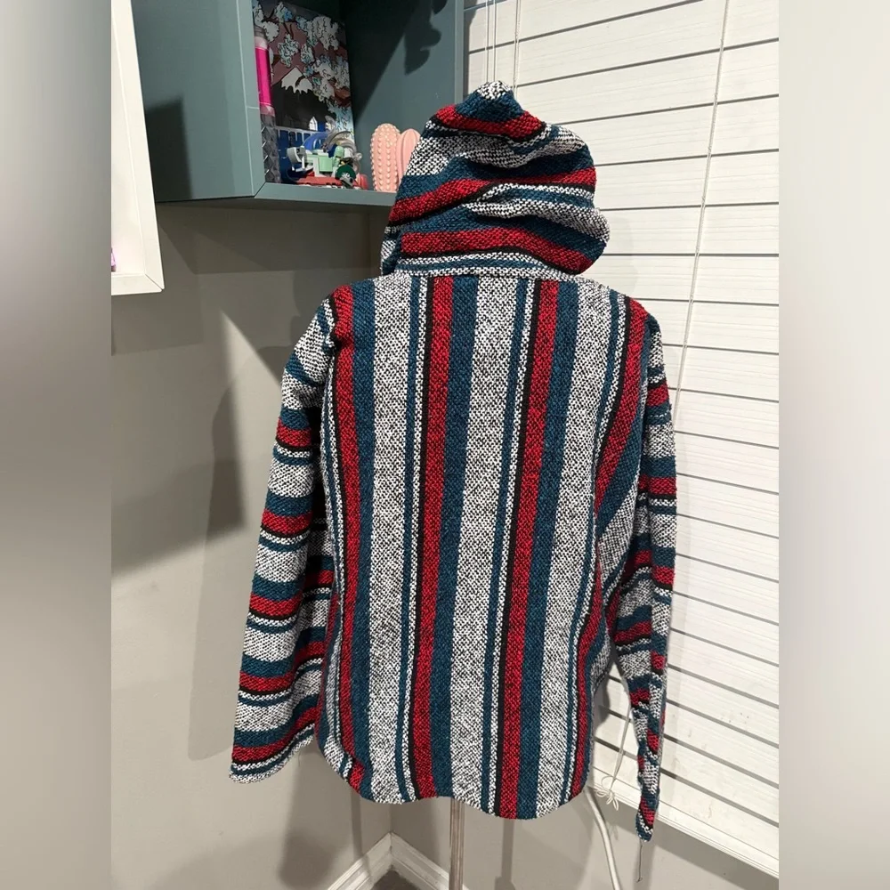 Franks Mexican Men's Hooded Sweater with‎ Red and Blue Stripes
